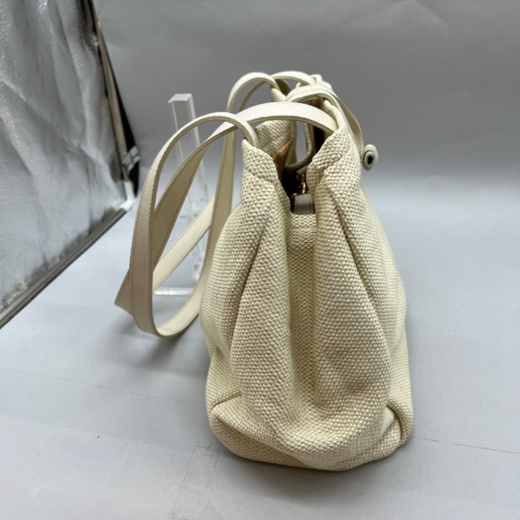 Vintage Furla Cream Woven and Leather Shoulder Bag - Picture 4 of 16